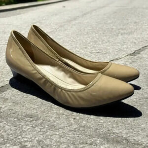 Cole Haan Patent Leather Wedge Heels Tan